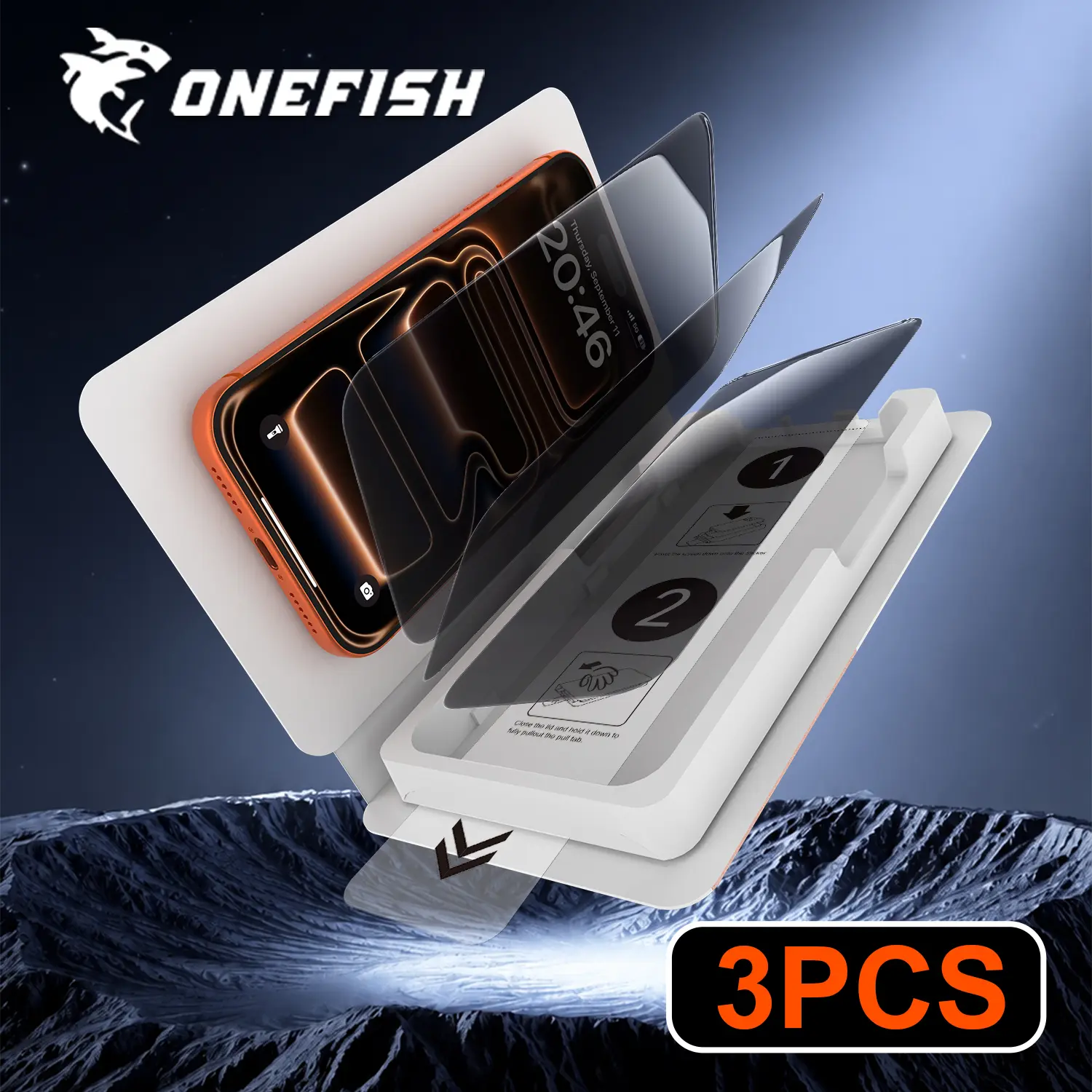 OneFish Crystal Clear Screen Protector 3 Pack for iPhone Privacy Protective Accessory Dust-Free Box Shock Resistant Tempered Glass
