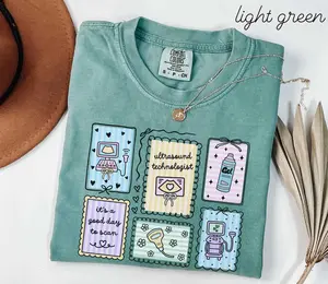 Ultrasound Technologist Comfort Colors Shirt • Sonographer Stamp Work t-shirt • Ultrasound Tech Gifts • Sono Tech Coquette Crewneck Tees Fabric Top