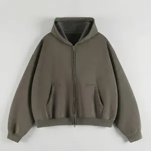 The Essential Boxy Double Zip Hoodie (Grey)