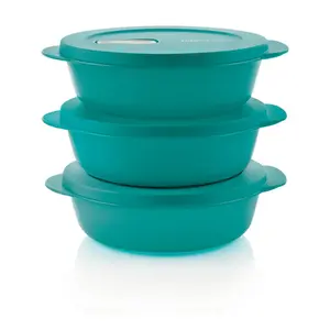 Tupperware CrystalWave PLUS Microwave Leftover Container Round Safe for Cold & Warm Meals No Spills Nesting Design for Space Saving Stackable Kitchen Utensils Leak Proof Lids Durable Solid Plastic Set