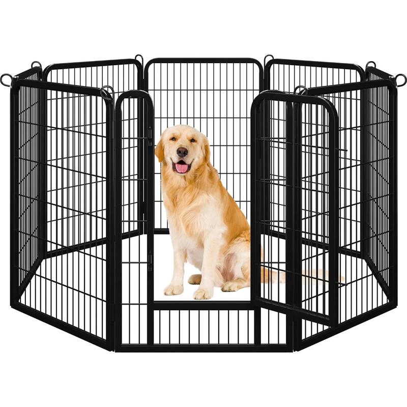 8-Panel Heavy Duty Metal Dog Playpen with Door, 40''H Indoor/Outdoor Pet Exercise Pen for Medium Spaces - Portable Puppy Fence for RV/Camping/Yard, No Assembly Required