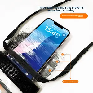 Three-layer sealed waterproof phone bag for swimming, hot springs, and delivery riders
