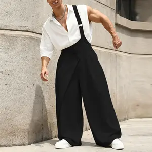 INCERUN Men's Korean Minimalist Dress Overalls Date Night Clean Fit Bib Pants
