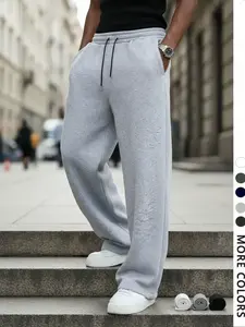 Men's Casual Loose-Fit Drawstring Waist Sweatpants, All-Season Comfortable Wide-Leg Pants, Perfect for Daily Wear & Outdoor Activities