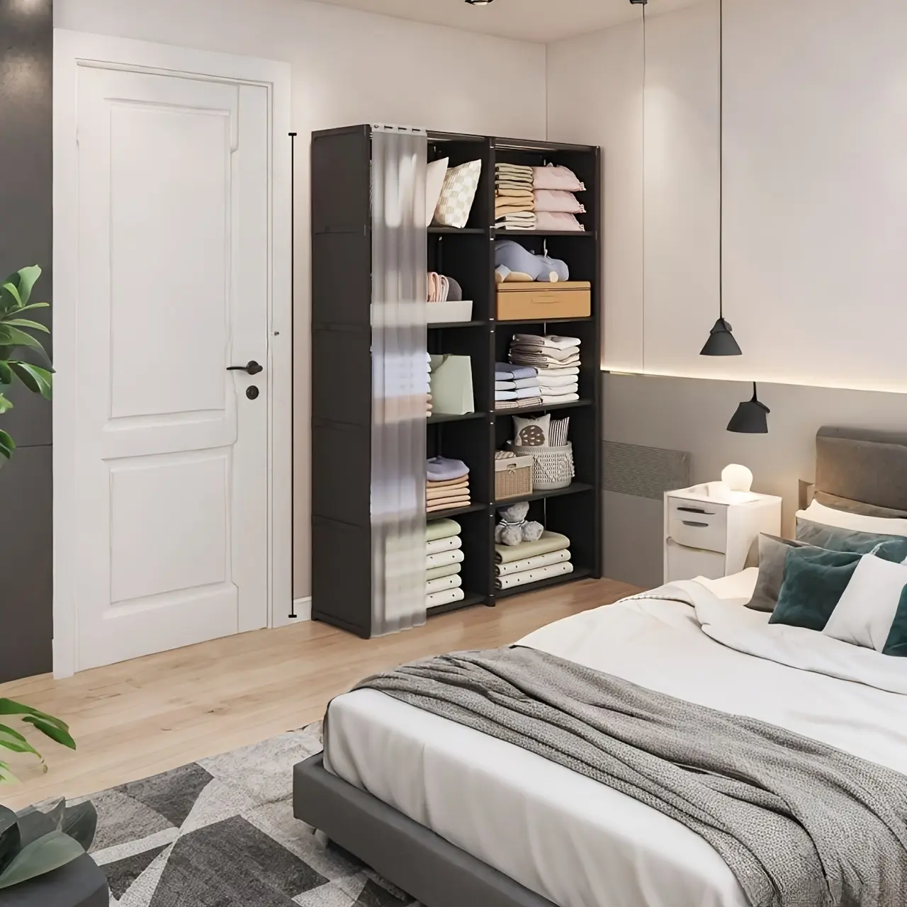 [Storage Space Reshape] New Double Row 10 Compartment Storage Space Reshape The Spatial Order! This Storage Rack Turns The Messy Room Into A Tidy Display Room In Seconds