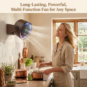 Rechargeable USB Desk Fan – 5 Speeds, 360° Rotation, Adjustable Angle, Wall-Mount Hook, 5000mAh Battery, Quiet Portable Table Fan for Home, Office, Bedroom
