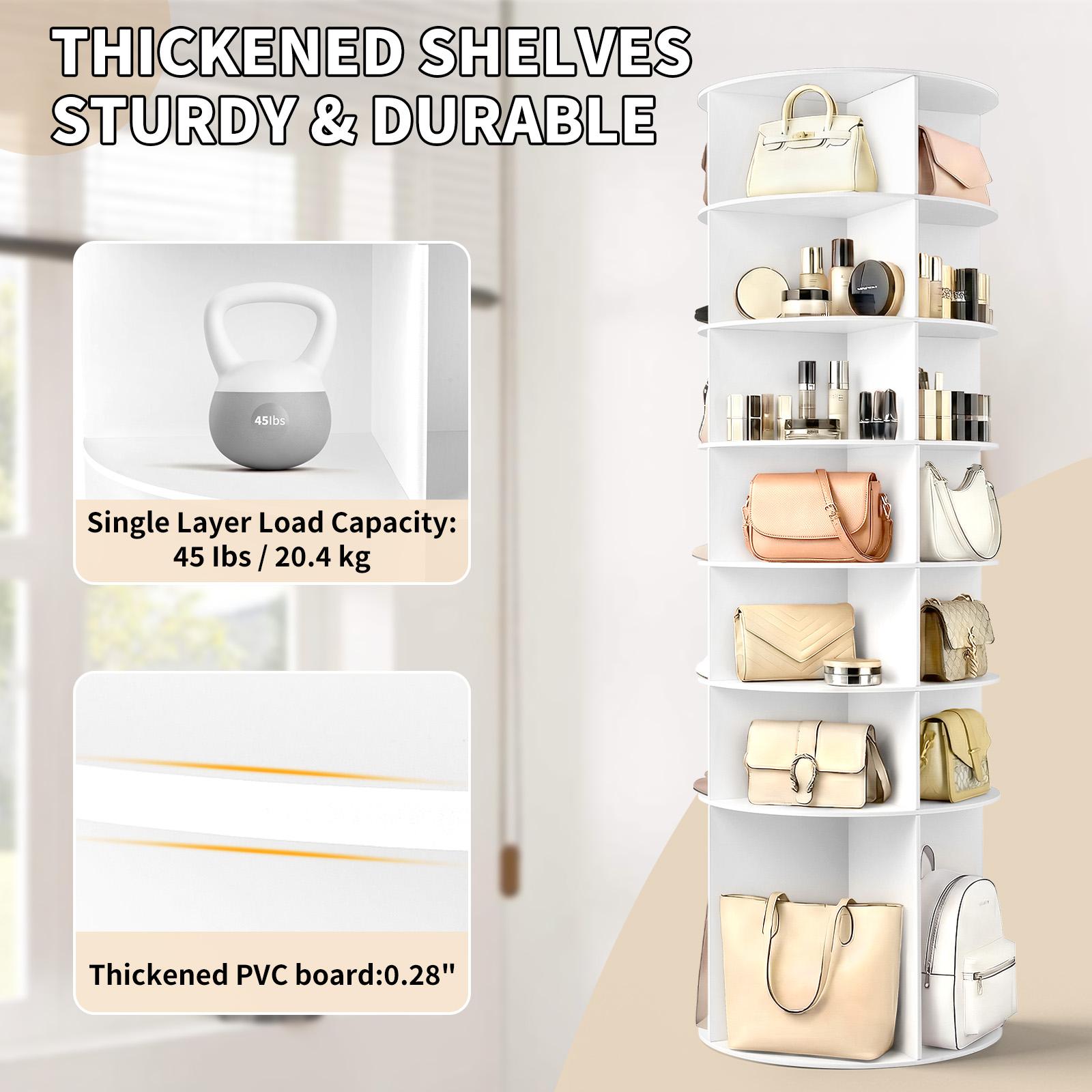 7-Tier 360° Rotating Shoe Rack Organizer, Wood-Plastic Composite, 60x60x184 cm, White, Space-Saving, Durable, Easy Assembly, Shoe Storage System