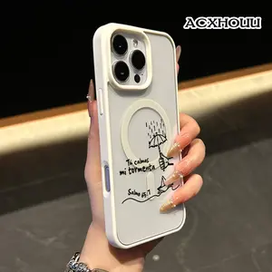 Psalm with Umbrella and Boat Pattern Magnetic Phone Case for iPhone 17 16 15 14 Pro Max 13 12 11 XR XS Plus Anti-Yellowing Shockproof Lightweight Transparent Acrylic Soft Cover Supports Wireless Charging, Accessories, Smartphone