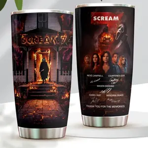 Scream 7 30th Anniversary Thank You For The Memories 20oz Tumbler, Ghostface Horror Movie Fan Gift, Slasher Film Collector Drinkware, Thriller Cinema Coffee Cup, Anniversary Edition Mug