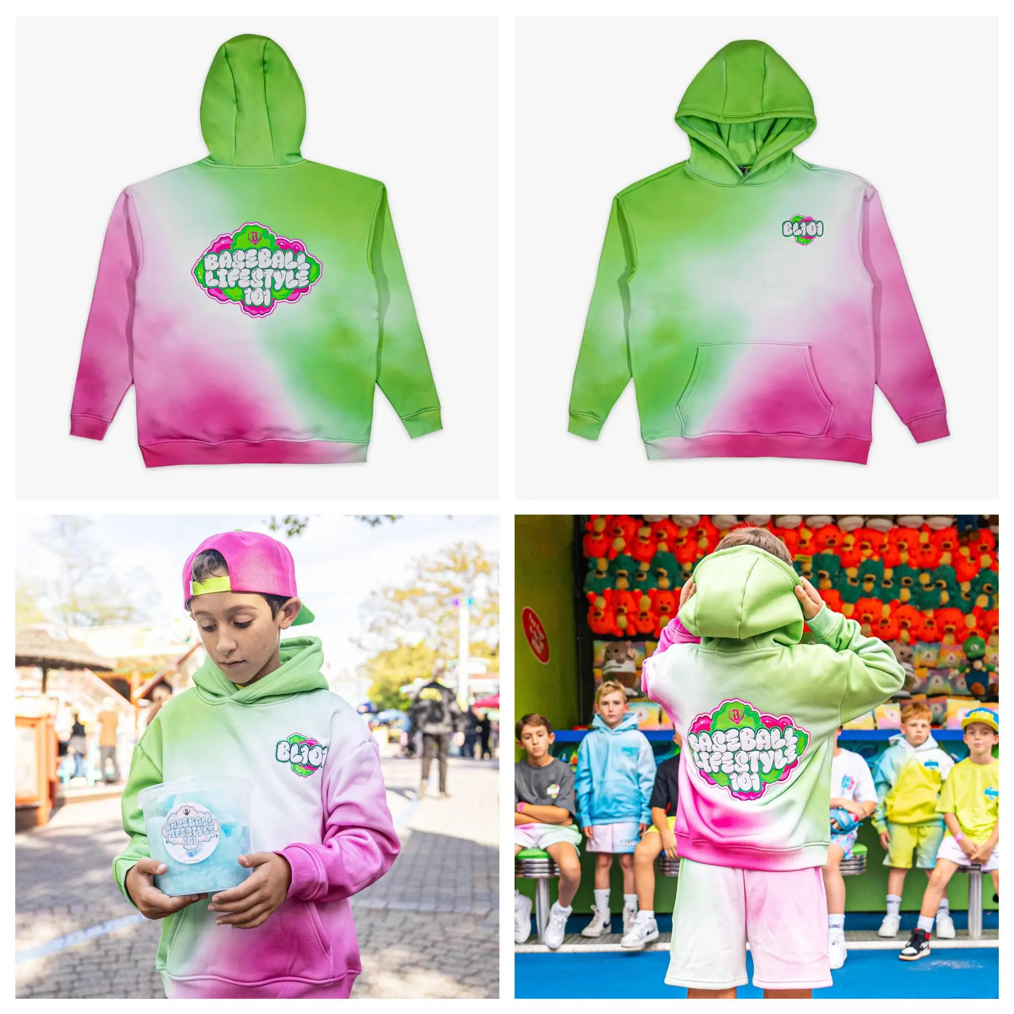Baseball Lifestyle 101 -  Cotton Candy Set - Sour Apple vibes - Casual Hoodie and Sweetshorts | Youth & Adult Sizes