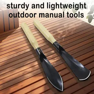 2 Counts Garden Shovel Garden Pointed with Pointed Tip and Flat Tip, Wooden Handle Durable Manganese Steel Garden Shovel, Essential Gardening Tools for Plant Cultivation
