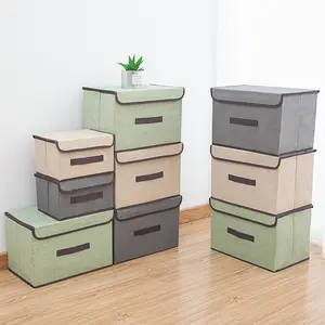Cardboard Non-Woven Fabric Storage Box with Lid for Clothes and Toys, Foldable Storage Bin, Portable Dustproof Storage Box, Collapsible Storage Bin