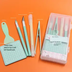 Advanced PVC Hand Tool Set with Self-Healing Cutting Pad, Precision Carving Knife & Tweezers, Ideal for Card Making, Model Building, Craft Projects, Crafting Kit