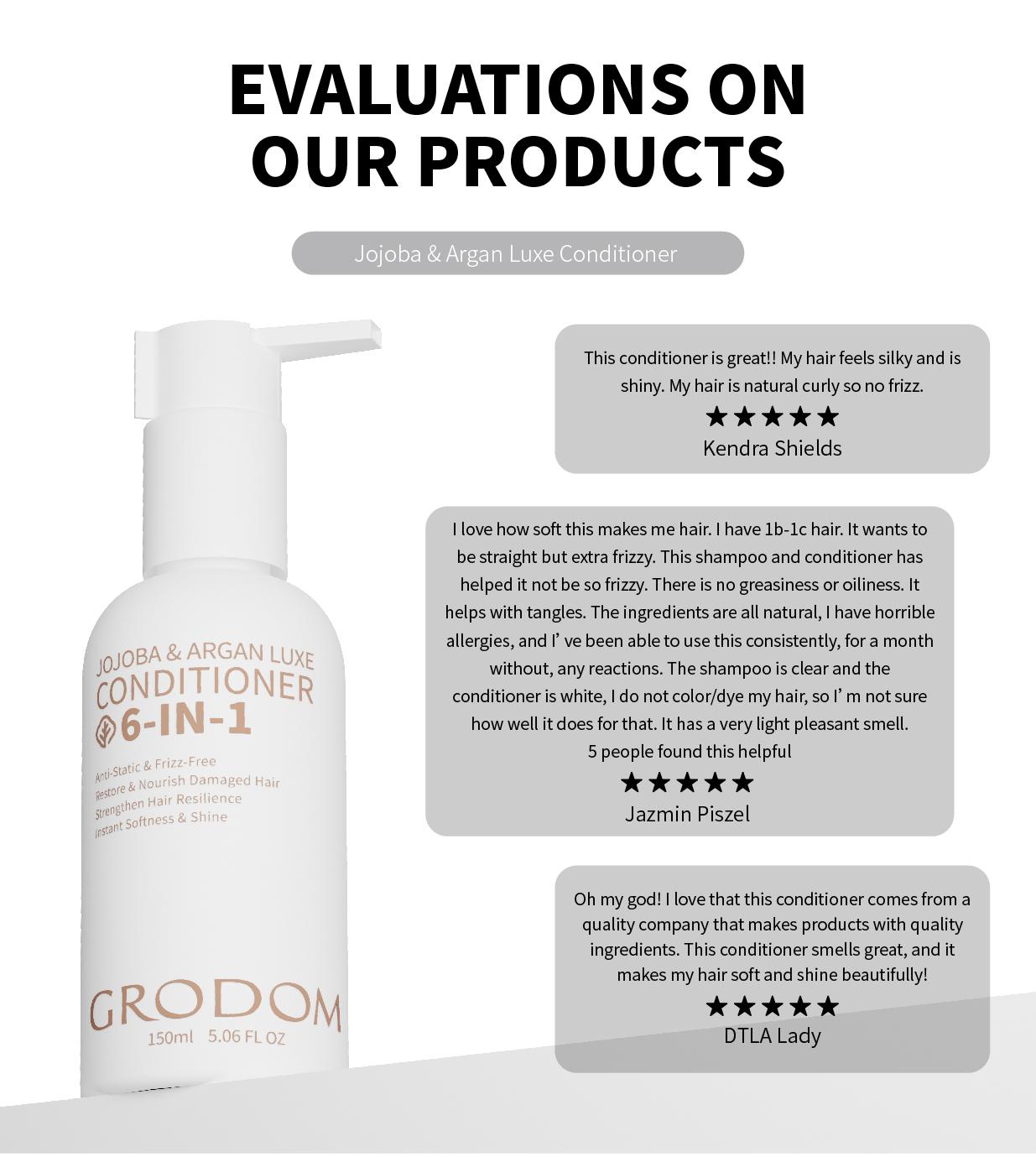 GRODOM Argan Jojoba Conditioner Sulfate-Free 10.1 oz 300ml Moisturizes Repairs Smoothes with Natural Extracts Biotin Infused for Daily Hair Care Perfect After Color Or Heat Styling - Moisturizing