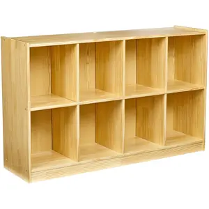 Basics Backpack Storage Cubby, 8-Compartment, Pine Wood, 13" D x 30" W x 48" H