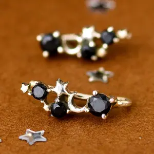 Black Onyx Celestial Climber Earrings