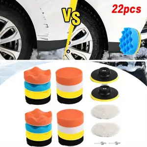 Car Buffer Polisher, 22-Pcs Polishing Pad Kit 3-in Mini Buffer Polisher Kit for Drill Buffing Pads for Car Detailing Sanding Polishing Waxing & Sealing Glaze Tools cars accessories