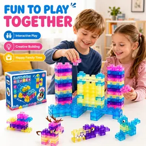 40pcs Squishy Blocks for Toddlers, Soft Jelly Building Blocks, Sensory Toys for 3+ Year Old Kids, Non-Toxic Silicone, Birthday Gift