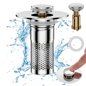 Bathroom Sink Drain Strainer, Pop Up Sink Drain Filter, Stainless Steel Filter Basket, Removable Hair Catcher, Sink Plug Stopper, Basin Drain Hole Filter, 1.1 To 1.45 Inch Drain Stopper, Easy Clean Bathroom Strainer, Durable Stainless Steel Stopper.