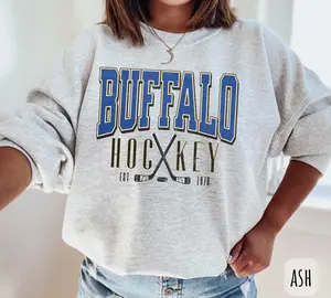 [Sale Up To 45%] Vintage Buffalo Hockey Sweatshirt Buffalo Ice Hockey Crewneck Sabre Fan Buffalo Sports  NY Hockey Shirt