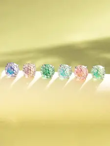 Colorful Zirconia Stud Earrings, Stainless Steel Screw Earrings, Fashion Jewelry Accessories for Women & Men, Trendy All-match & Exquisite Jewelry for Birthday Gift