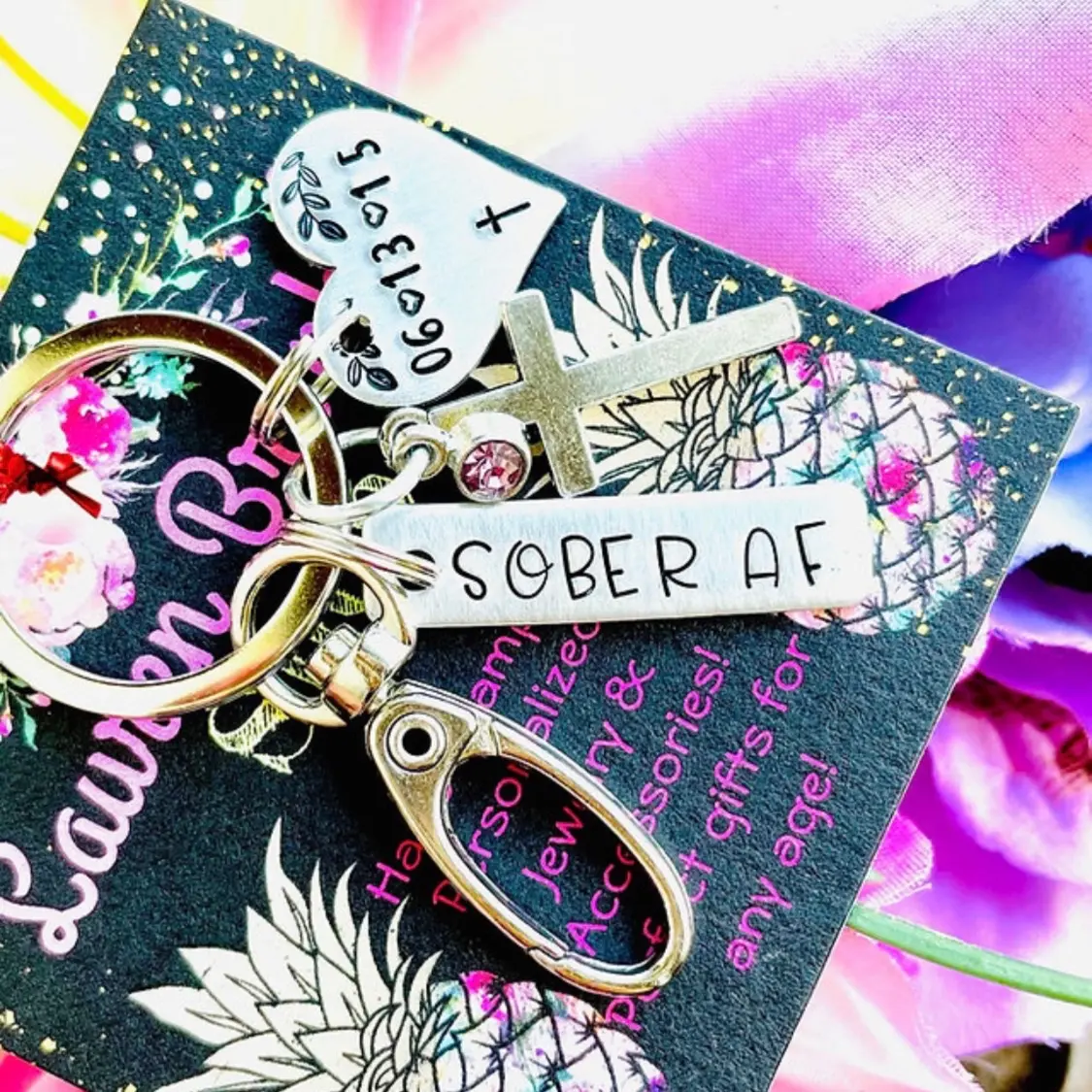 Sobriety Date Keychain- Sober - Sobriety Keychain - Sobriety Gift - Sober Af - Sobriety - Recovery - Recovery Gifts - We Do Recover - Just For Today - ODAAT - Recovery Keychain - Recovery for Women - Recovery Gift for her - Personalized Recovery Keychain