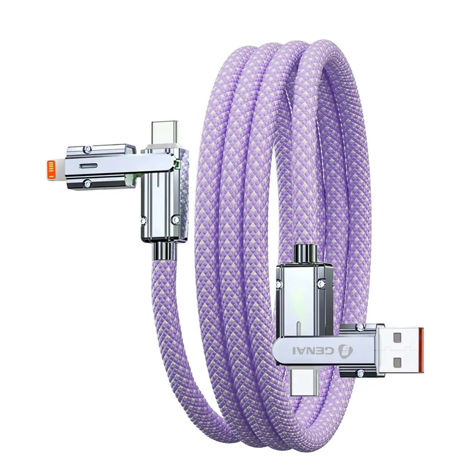 Type C 27W USB-C 100W Nylon Braided Fast Charging Cable, 4 In 1 Fast Charging Data Cable, Charging Cable for iPhone iPad Xiaomi Huawei Android Phones