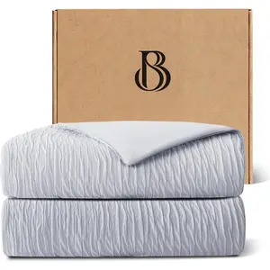 Cooling Comforter, Full/ - Reversible Lightweight Blanket for Hot Sleepers & Night Sweats, Breathable -Season Bedding (90x90 Inch, Light Grey)