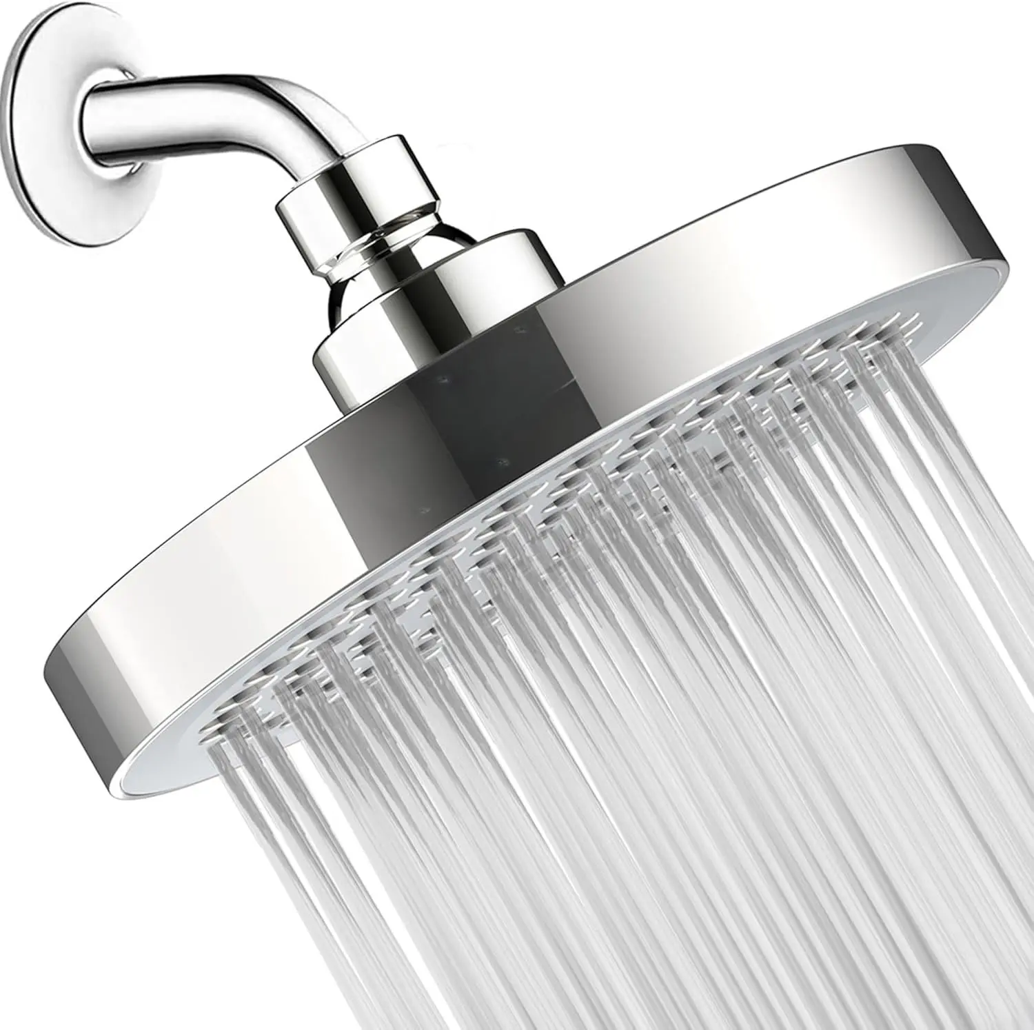 Luxury Polished Chrome Rain Showerhead, 2.5 GPM High-Pressure Rain Shower, Adjustable Angles, Anti-Clogging Nozzles, Less Effort Washing, Rejuvenates Senses