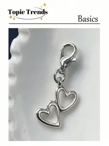 Heart-Shaped Alloy Spring Clip Zipper Pull Keychain, Stainless Steel Key Chain, Cute Bag Accessory, Couple Key Ring, Multi-Season Gift, Trendy Cute Keychain