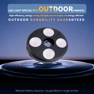 LED Patio Umbrella Light, Rechargeable Umbrella Pole Light with Remote Control, Cordless Outdoor Parasol Light for Patio, Garden, Backyard, Camping Tent Lighting, Black Smart