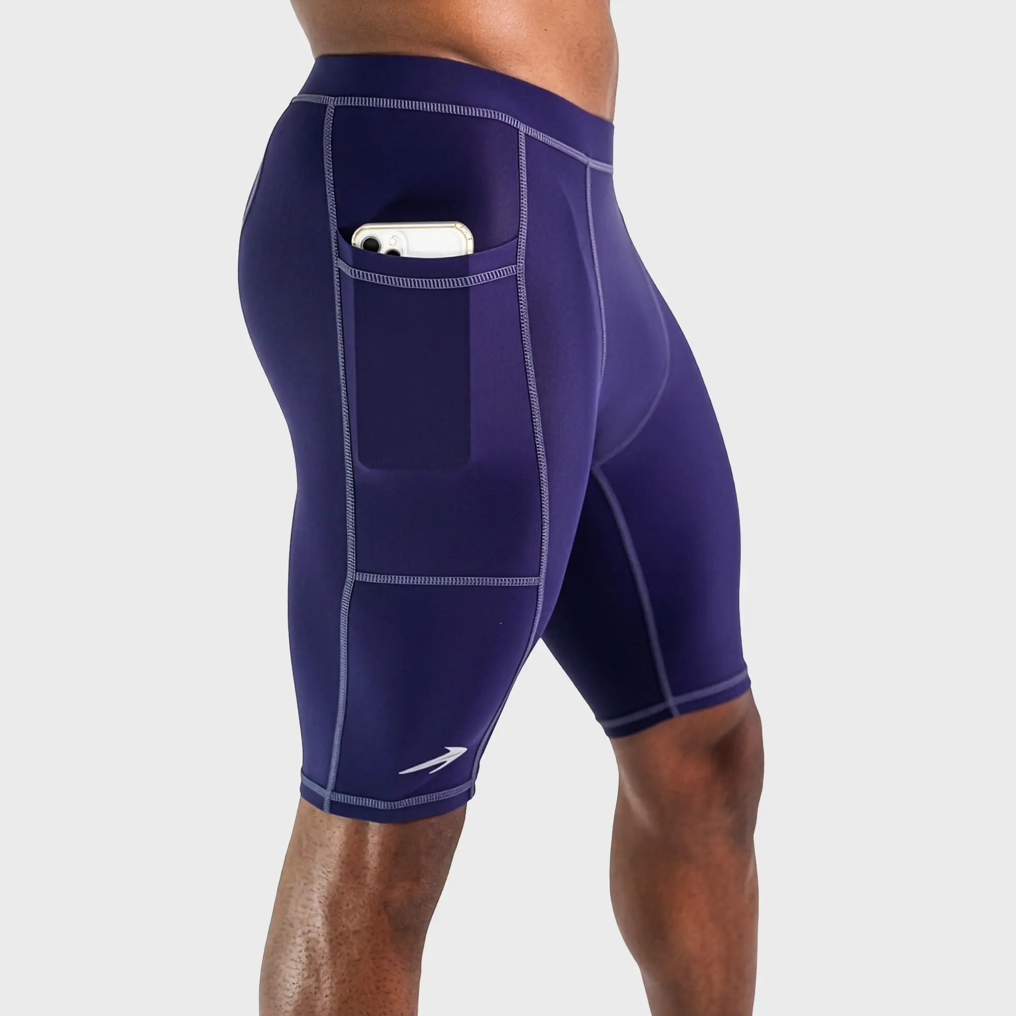 Men's 9" Original High-Stretch Premium Compression Sports Shorts with Pockets, 18% Spandex - Ideal for Athletic Training, Elastic Sporty Fitness Workouts, Athletic Training Shorts, Elastic Sporty Shorts