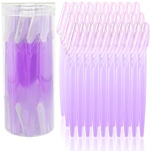 Purple Eyebrow Razor and Face Razor for Women and Men, Eyebrow Hair Trimmer and Shaver with Protective Cover, Stainless, Safe and Newbie Friendly