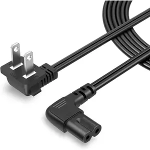 F-CGC01  10 Feet 18 AWG Angled 2-Slot Non-Polarized Angle Power Cord for Samsung TV LG TCL Replacement (IEC320 C7 to Nema 1-15P), 3M
