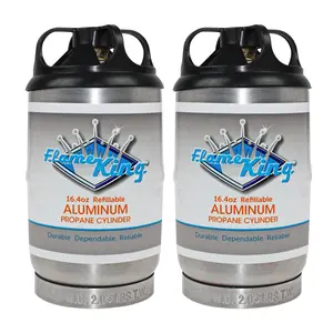 Flame King (2-pack) 1LB EMPTY Aluminum Propane Cylinder Tank - Corrosion-Resistant and Rust-Free, Great for Camping and Small Appliances