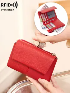 Women's Wallet with Multi-Layer Design, RFID Blocking Dual Zipper Purse, Coin Pocket, Short Wallet, Unisex Patchwork, Ideal Gift，Valentine's Day gift, Durable Wallet