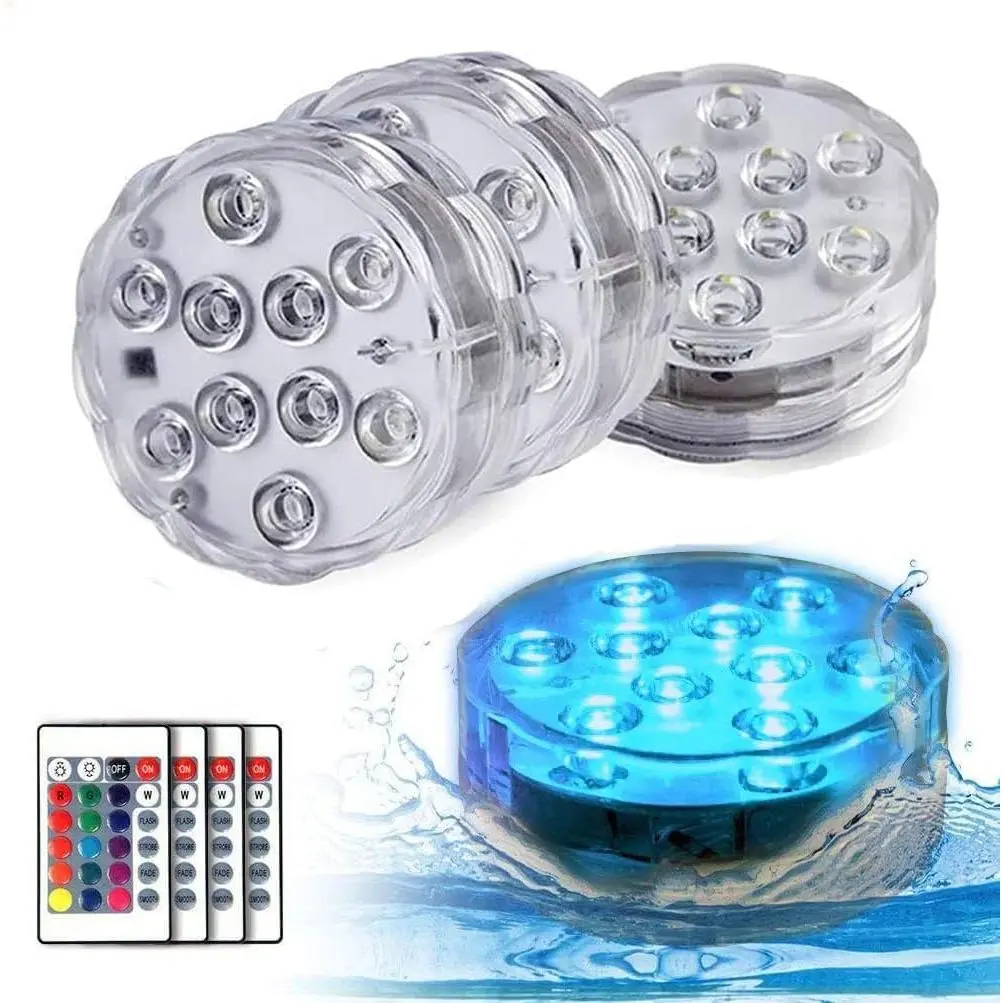 4Pack Submersible led Lights  Pool Lights Underwater with 16 Colors and Remote Control for Aquarium,Vase, Bath,Hot Tub, Halloween, Christmas,Swimming Pool and Party Decoration
