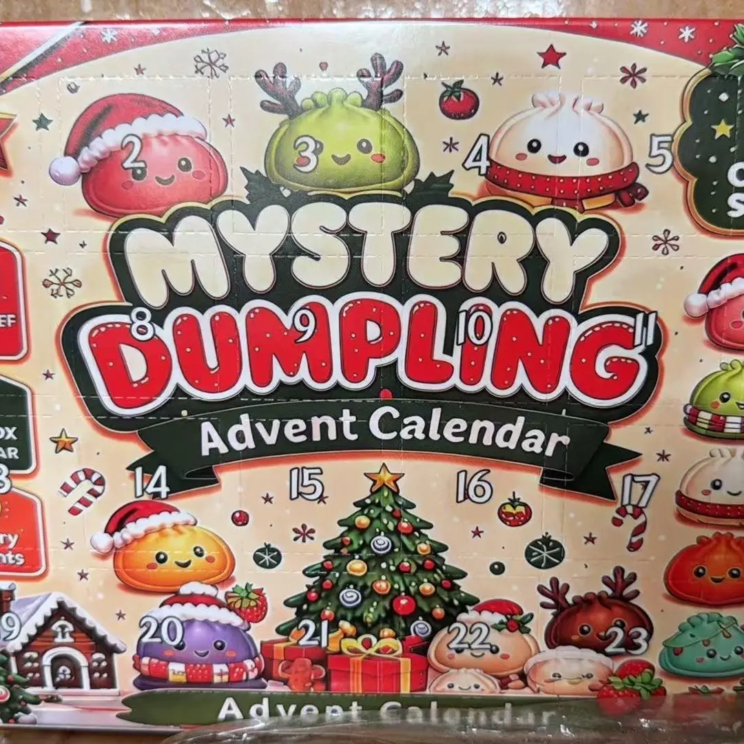 Christmas Advent Calendar 2026, 24 Days Countdown Calendar, Mini Dumpling Squishy Toys with Glitter, Christmas Holiday Gift for Kids