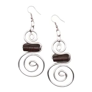 Hermion Earrings (Silver w/ brown wood bead)