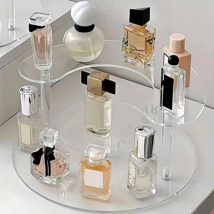 3-Tier Acrylic Display Stand - Punch-Free Installation Organizer with Acrylic Display Risers, Storage Container for Perfume, Desktop Decoration & Home Supplies, Display Container