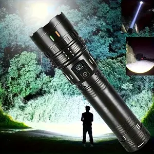 Outdoor Ultra-Bright Adjustable Focus LED Spotlight USB Rechargeable Shockproof Durable Handheld Flashlight 3600mAh Home Emergency Light Power Bank, Adjustable Tactical Flashlights