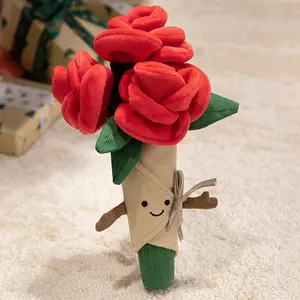 Cute Rose Hand Bouquet, Faux Rose Bouquet, Realistic Plush Flower Arrangement, Home Decor and Bedroom Sweet Gift, Valentine's Day, Birthday, Graduation Present