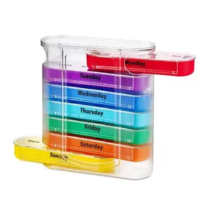 Pill Storage Box, 1 Set 7 Days 4 Times A Day Pill Organizer, Vitamin Organizer, Supplement Organizer, Convenient Medicine Box, Drawer Medicine Box for Home Office Travel, Vitamin Dispenser
