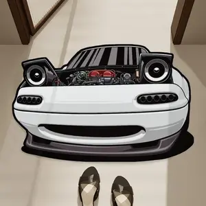 Soft Fluffy Car Design Floor Rug for Room Decor, Non-slip Personality Mat, Fashionable Absorbent Large Rug for Home Bedroom Bathroom Indoor, Summer Gift, Rugs for Living Room, Home Decor, Decorative Fluffy Rug