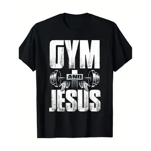 Heavyweight Christian Weightlifting TShirt with Barbell Cross Design for AllSeason FaithBased Workout Wear for Church Gym and Casual Street Wear