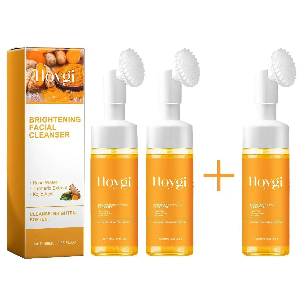 【Buy 2 Get 1 Free】 Turmeric Facial Cleanser Set (3 Counts) - Moisturizing, Brightening, Deep Cleansing, Exfoliating, Hydrating Foaming Cleanser for All Skin Types with Turmeric Tablet wash
