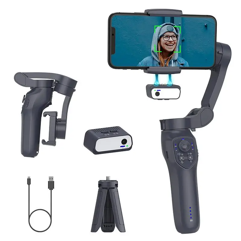 COMITOK Gimbal Stabalizer 3-Axis Handheld Phone Stabilizer For Smartphone With Fill Light, Active Rotating Automatic Face Tracking, Anti-shake Shootin