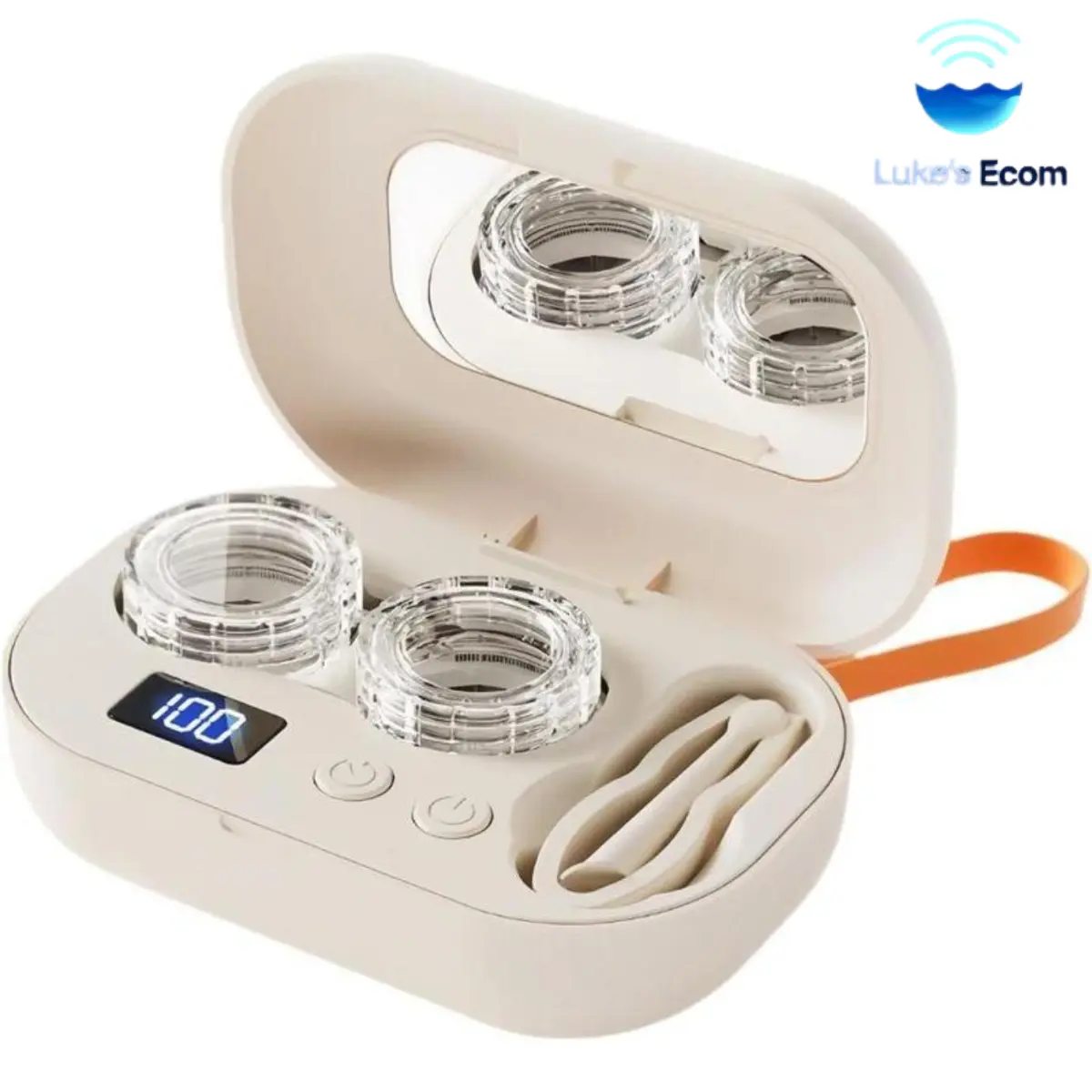 [Luke's] Portable Contact Lens Cleaner, Ultrasonic Lens Cleaning Box, Eye Care Product for Women & Men Rechargeable Eye Contact Cleaner with Vanity Mirror Compact Contact Lens Cleaner with Two Cleaning Modes Fits Hard, Soft, Multicolor Contact Lens