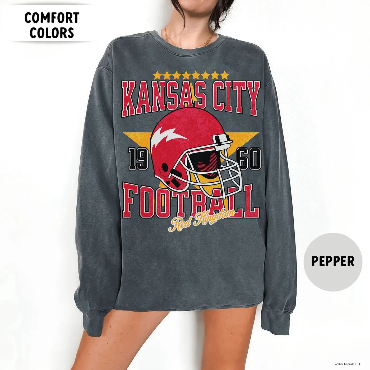 Comfort Colors Kansas City Football Sweatshirt, Vintage Kansas City Football Crewneck, Chief Hoodie, Chief shirt, Chief Sweatshirt