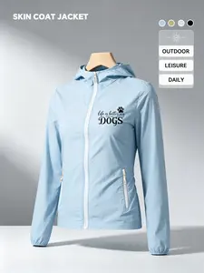 Floral And Butterfly Silhouette Print Women Summer Hooded Zip Up Skin Coat Jacket Four Colors Optional Soft Skin Friendly Comfortable Loose Breathable Lightweight Fashion Casual Outdoor Camping Hiking Cycling Commuting Daily Travel Vacation Must Have New